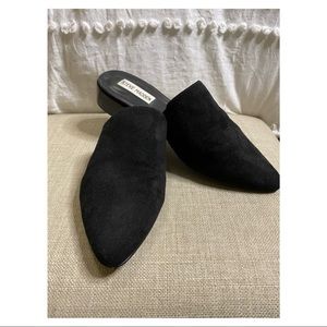 Black suede mules